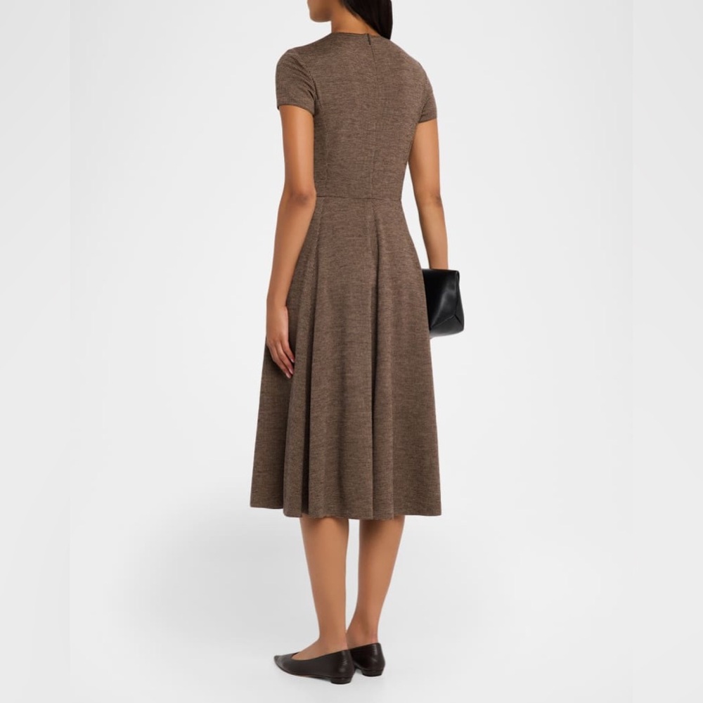 ❌❌RALPH LAUREN COLLECTION MARGARET TICKWEAVE JERSEY SHORT SLEEVE MIDI DRESS - Picture 4 of 9